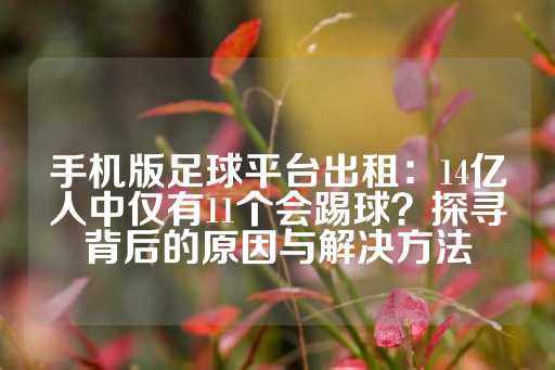 手机版足球平台出租：14亿人中仅有11个会踢球？探寻背后的原因与解决方法