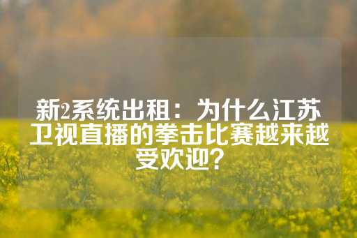 新2系统出租：为什么江苏卫视直播的拳击比赛越来越受欢迎？