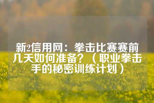 新2信用网：拳击比赛赛前几天如何准备？（职业拳击手的秘密训练计划）-第1张图片-皇冠信用盘出租