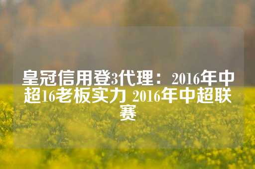 皇冠信用登3代理：2016年中超16老板实力 2016年中超联赛-第1张图片-皇冠信用盘出租