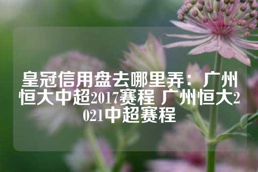 皇冠信用盘去哪里弄：广州恒大中超2017赛程 广州恒大2021中超赛程-第1张图片-皇冠信用盘出租