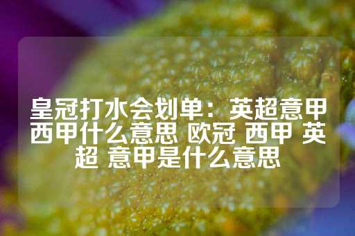 皇冠打水会划单：英超意甲西甲什么意思 欧冠 西甲 英超 意甲是什么意思-第1张图片-皇冠信用盘出租