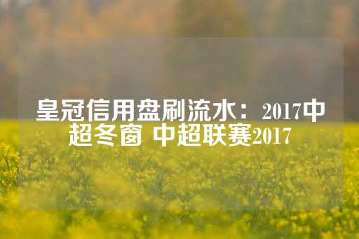 皇冠信用盘刷流水：2017中超冬窗 中超联赛2017-第1张图片-皇冠信用盘出租