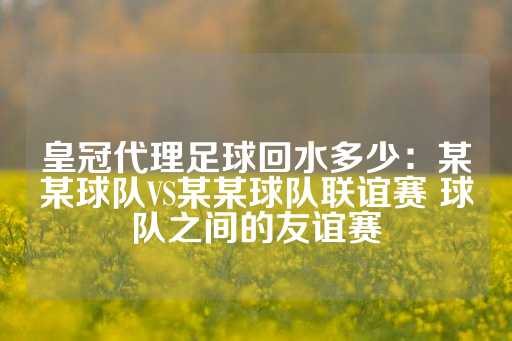 皇冠代理足球回水多少：某某球队VS某某球队联谊赛 球队之间的友谊赛