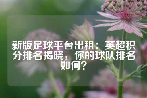 新版足球平台出租：英超积分排名揭晓，你的球队排名如何？