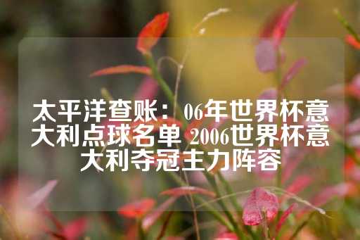 太平洋查账：06年世界杯意大利点球名单 2006世界杯意大利夺冠主力阵容-第1张图片-皇冠信用盘出租