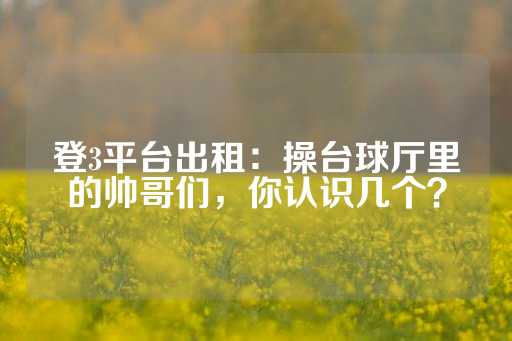 登3平台出租：操台球厅里的帅哥们，你认识几个？-第1张图片-皇冠信用盘出租