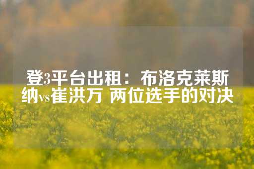 登3平台出租：布洛克莱斯纳vs崔洪万 两位选手的对决-第1张图片-皇冠信用盘出租