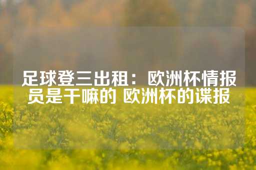 足球登三出租：欧洲杯情报员是干嘛的 欧洲杯的谍报