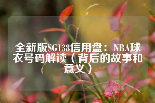 全新版SG138信用盘：NBA球衣号码解读（背后的故事和意义）