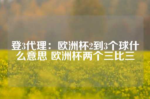 登3代理：欧洲杯2到3个球什么意思 欧洲杯两个三比三-第1张图片-皇冠信用盘出租