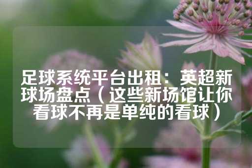 足球系统平台出租：英超新球场盘点（这些新场馆让你看球不再是单纯的看球）-第1张图片-皇冠信用盘出租