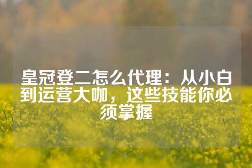 皇冠登二怎么代理：从小白到运营大咖，这些技能你必须掌握-第1张图片-皇冠信用盘出租