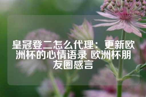 皇冠登二怎么代理：更新欧洲杯的心情语录 欧洲杯朋友圈感言-第1张图片-皇冠信用盘出租