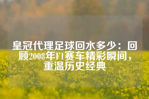 皇冠代理足球回水多少：回顾2008年F1赛车精彩瞬间，重温历史经典-第1张图片-皇冠信用盘出租