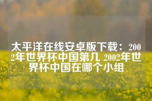 太平洋在线安卓版下载：2002年世界杯中国第几 2002年世界杯中国在哪个小组