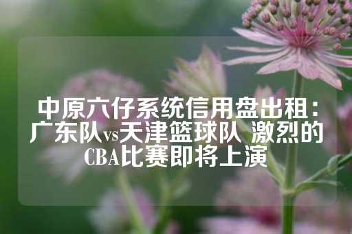 中原六仔系统信用盘出租：广东队vs天津篮球队 激烈的CBA比赛即将上演