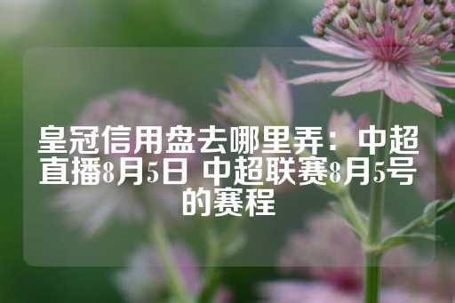 皇冠信用盘去哪里弄：中超直播8月5日 中超联赛8月5号的赛程