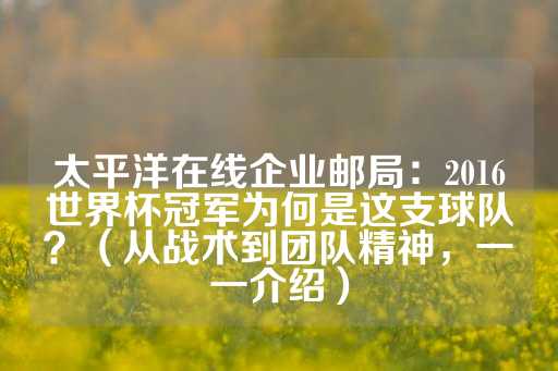 太平洋在线企业邮局：2016世界杯冠军为何是这支球队？（从战术到团队精神，一一介绍）