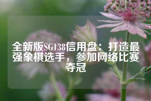 全新版SG138信用盘：打造最强象棋选手，参加网络比赛夺冠