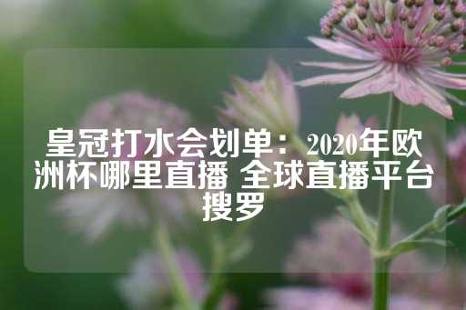 皇冠打水会划单：2020年欧洲杯哪里直播 全球直播平台搜罗