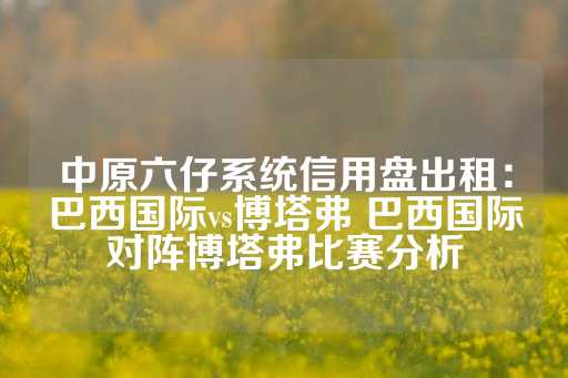 中原六仔系统信用盘出租：巴西国际vs博塔弗 巴西国际对阵博塔弗比赛分析-第1张图片-皇冠信用盘出租