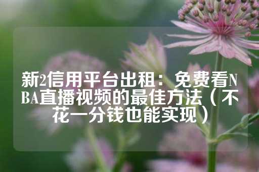 新2信用平台出租：免费看NBA直播视频的最佳方法（不花一分钱也能实现）