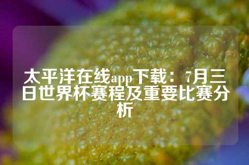 太平洋在线app下载：7月三日世界杯赛程及重要比赛分析