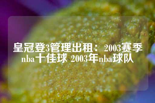 皇冠登3管理出租：2003赛季nba十佳球 2003年nba球队