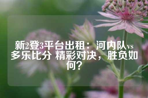 新2登3平台出租：河内队vs多乐比分 精彩对决，胜负如何？