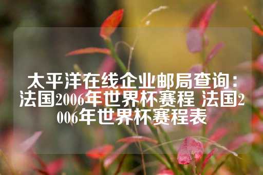 太平洋在线企业邮局查询：法国2006年世界杯赛程 法国2006年世界杯赛程表-第1张图片-皇冠信用盘出租