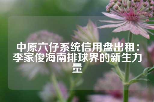 中原六仔系统信用盘出租：李家俊海南排球界的新生力量