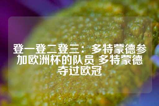 登一登二登三：多特蒙德参加欧洲杯的队员 多特蒙德夺过欧冠-第1张图片-皇冠信用盘出租