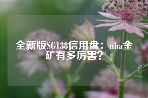 全新版SG138信用盘：nba金矿有多厉害？