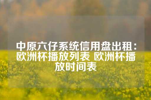 中原六仔系统信用盘出租：欧洲杯播放列表 欧洲杯播放时间表-第1张图片-皇冠信用盘出租