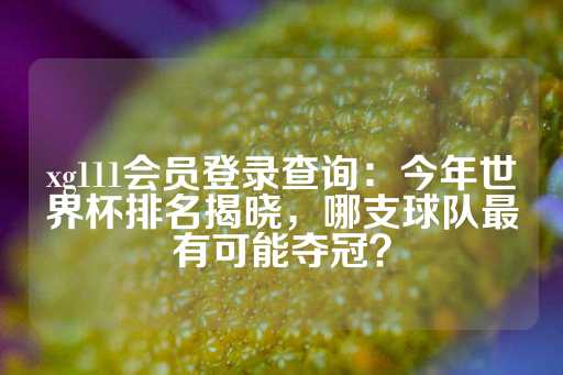 xg111会员登录查询：今年世界杯排名揭晓，哪支球队最有可能夺冠？