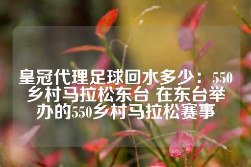 皇冠代理足球回水多少：550乡村马拉松东台 在东台举办的550乡村马拉松赛事-第1张图片-皇冠信用盘出租