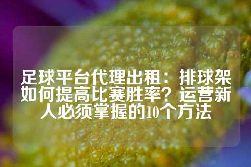 足球平台代理出租：排球架如何提高比赛胜率？运营新人必须掌握的10个方法-第1张图片-皇冠信用盘出租