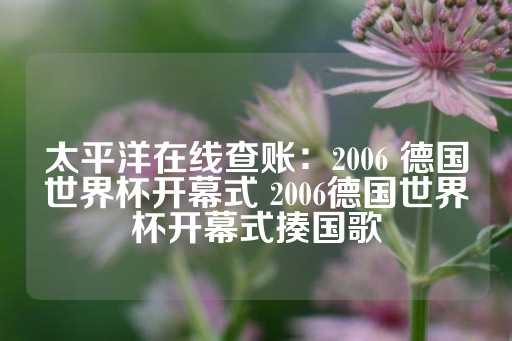 太平洋在线查账：2006 德国世界杯开幕式 2006德国世界杯开幕式揍国歌-第1张图片-皇冠信用盘出租