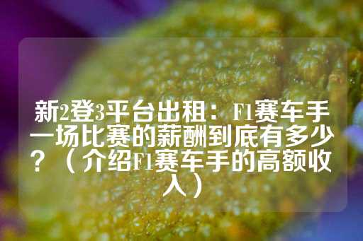 新2登3平台出租：F1赛车手一场比赛的薪酬到底有多少？（介绍F1赛车手的高额收入）