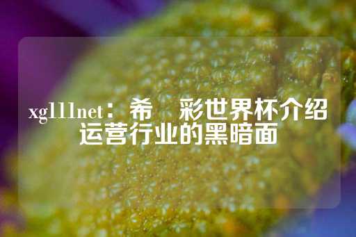 xg111net：希咲彩世界杯介绍运营行业的黑暗面