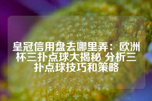 皇冠信用盘去哪里弄：欧洲杯三扑点球大揭秘 分析三扑点球技巧和策略