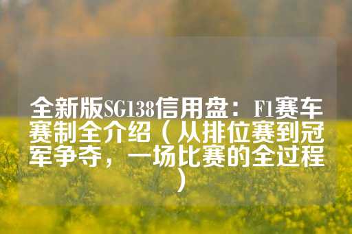 全新版SG138信用盘：F1赛车赛制全介绍（从排位赛到冠军争夺，一场比赛的全过程）