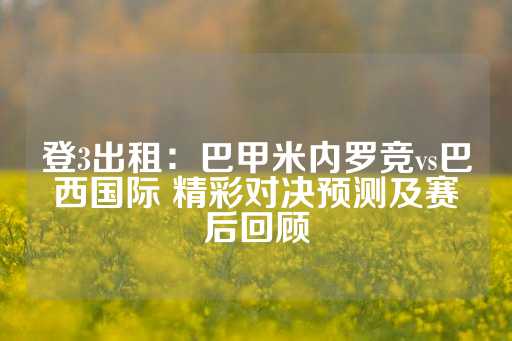 登3出租：巴甲米内罗竞vs巴西国际 精彩对决预测及赛后回顾-第1张图片-皇冠信用盘出租