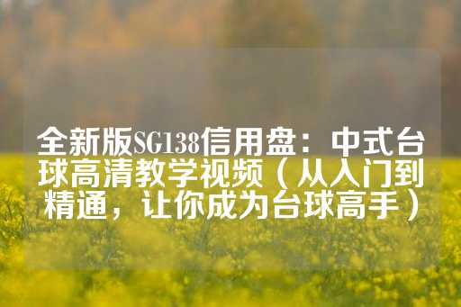 全新版SG138信用盘：中式台球高清教学视频（从入门到精通，让你成为台球高手）-第1张图片-皇冠信用盘出租