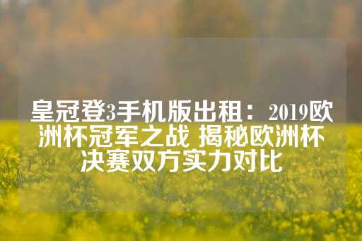 皇冠登3手机版出租：2019欧洲杯冠军之战 揭秘欧洲杯决赛双方实力对比