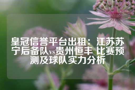 皇冠信誉平台出租：江苏苏宁后备队vs贵州恒丰 比赛预测及球队实力分析