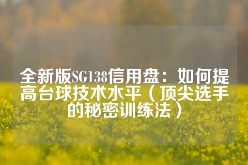 全新版SG138信用盘：如何提高台球技术水平（顶尖选手的秘密训练法）