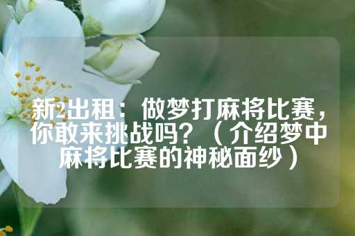 新2出租：做梦打麻将比赛，你敢来挑战吗？（介绍梦中麻将比赛的神秘面纱）