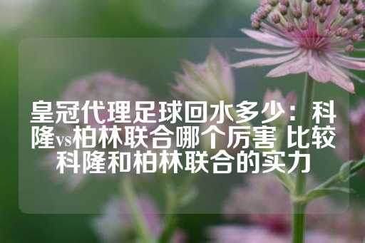 皇冠代理足球回水多少：科隆vs柏林联合哪个厉害 比较科隆和柏林联合的实力-第1张图片-皇冠信用盘出租